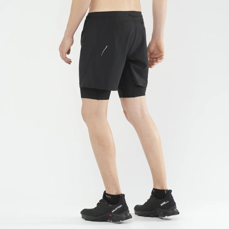 Black Salomon Cross Twinskin Men's Shorts | PH 95620I